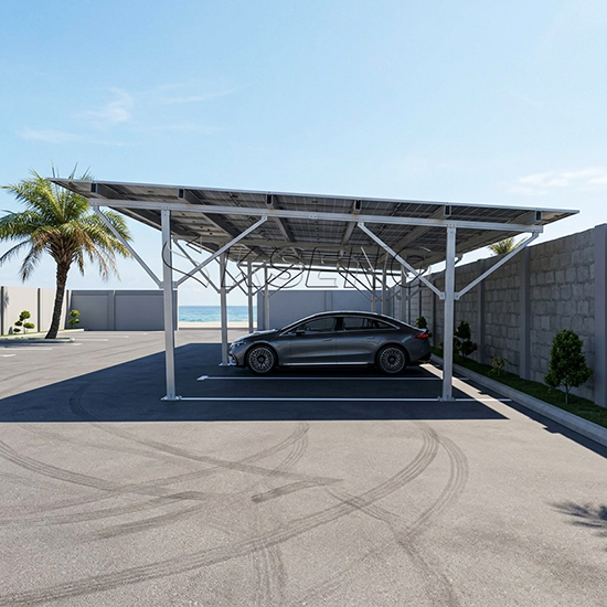 Solar carport system providing shaded parking and clean energy.