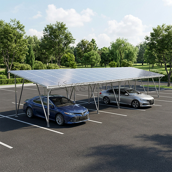 Solar carport system providing clean energy and vehicle protection Solar carport system providing clean energy and vehicle protection