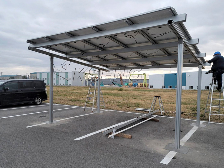 Waterproof Aluminum Solar Carport in Japan-4.9KW